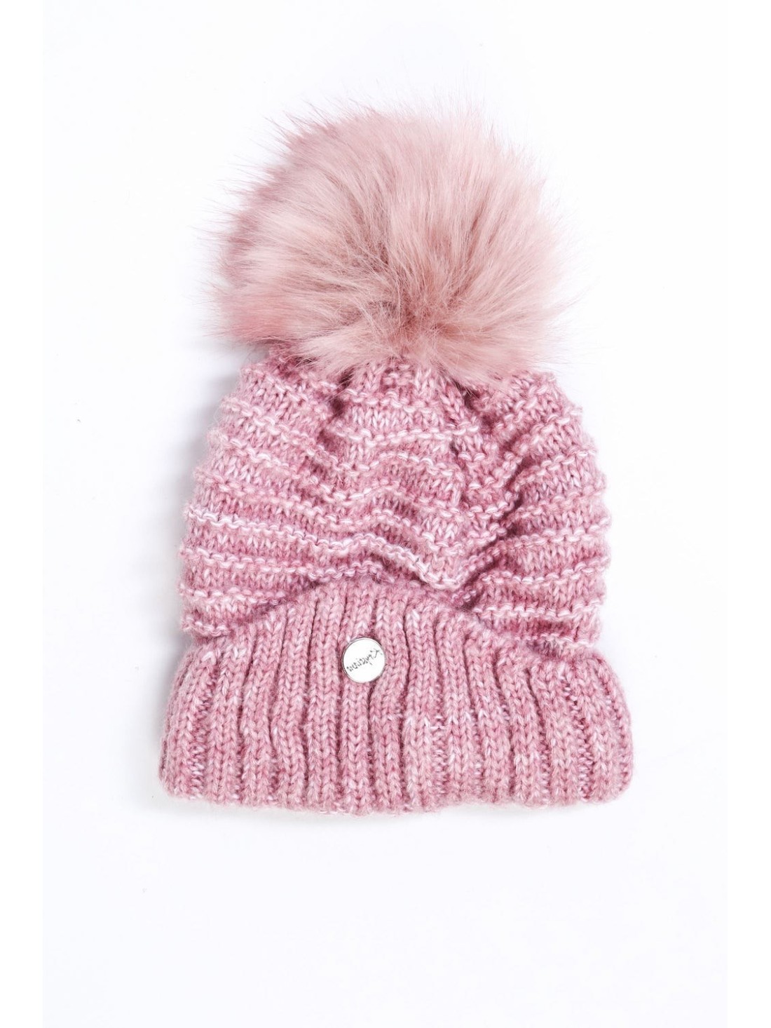 Winter hat with a ribbing, dark pink C32 - Online store - Boutique